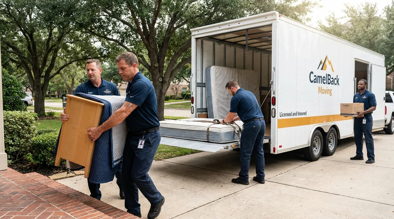 Crew loading residential truck for cross-state move from Frankenmuth, MI
