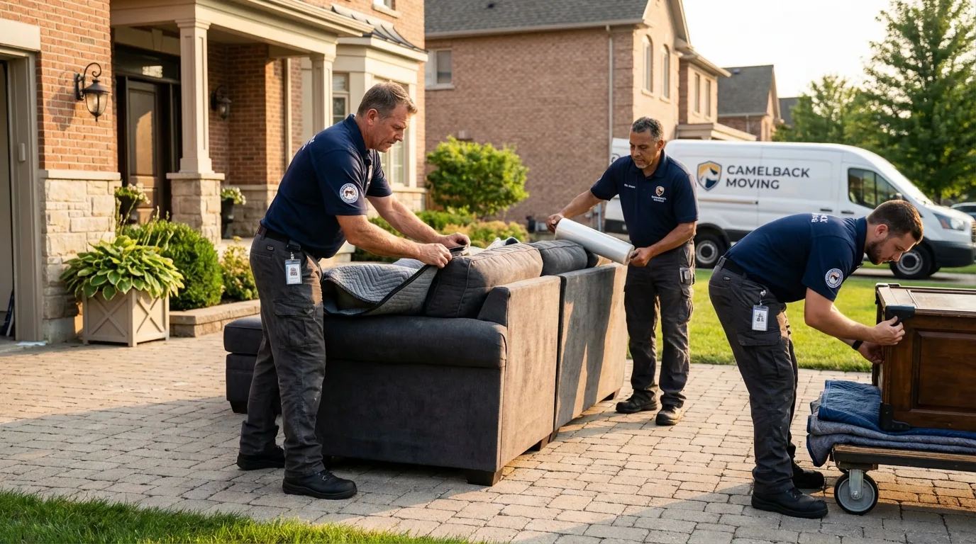 Large estate moving crew wrapping furniture in Frankenmuth, MI